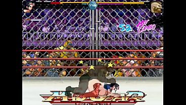 Hot lady having sex with big man in public in Mugen ryona hentai game video