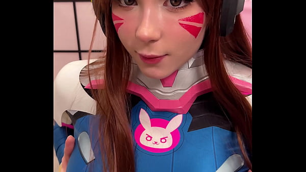 Incredible Busty Beauty in Cosplay D.va from Overwatch and Deepthroat Cock Till