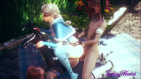 Frozen Hentai – Elsa & Anna fucked and fingering Threesome – Anime
