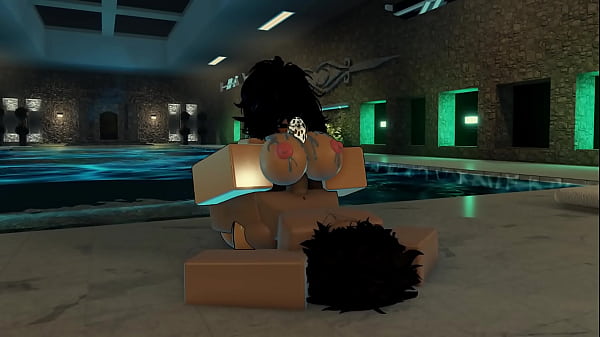 Femboy fucks a huge assed girl near a pool :3