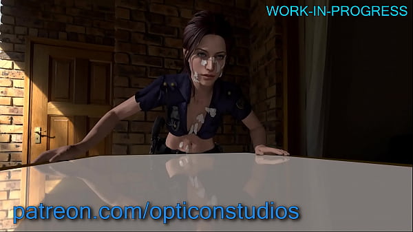 Claire Redfield As a Police Chick Fucked Hard Against a Table